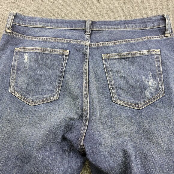 Gap 1969 Womans Authentic True Skinny Jeans 32R Distressed Frayed Hem Blue Denim - Picture 2 of 8